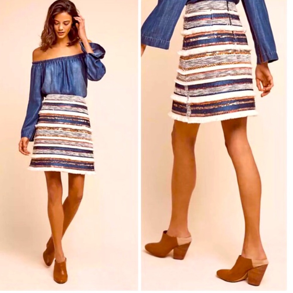 Anthropologie Moulinette Soeurs Erin Fringe Skirt